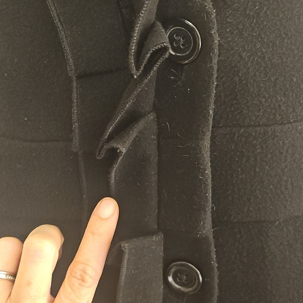 Elle Black Pea Coat with Rose Detail Size S - Picture 9 of 12